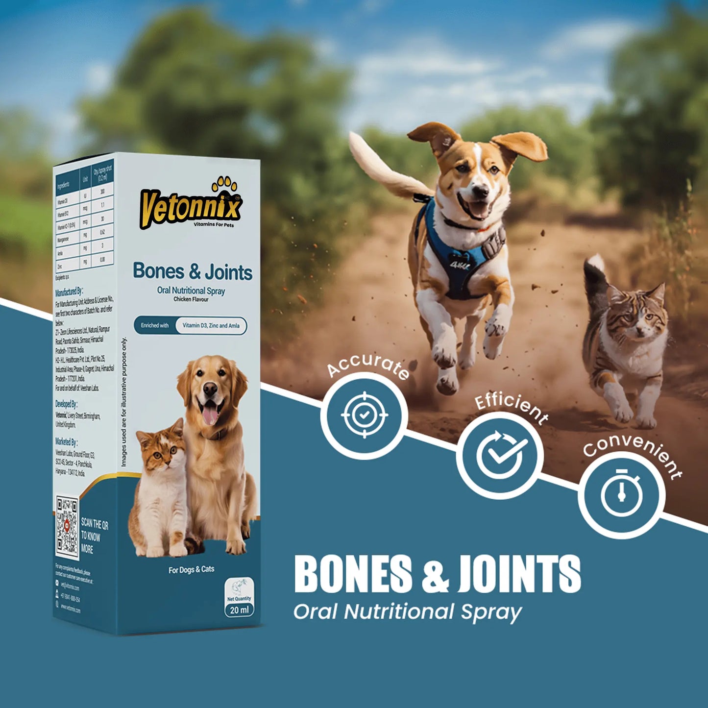 Vetonnix Bones & Joints Oral Nutritional Spray for Pets - 20ml