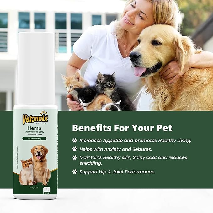 Vetonnix Hemp Seed Oil Oral Nutritional Spray for Dogs & Cats - 20ml