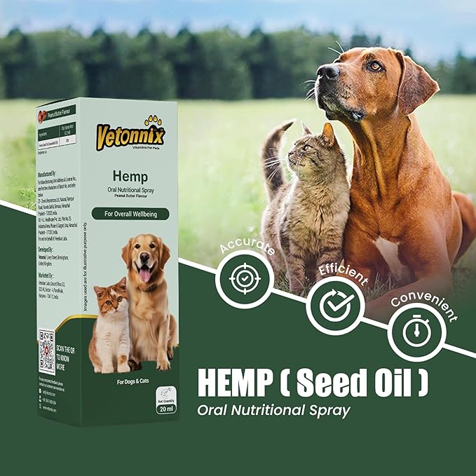 Vetonnix Hemp Seed Oil Oral Nutritional Spray for Dogs & Cats - 20ml