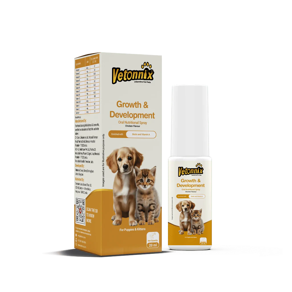 Vetonnix Growth & Development Oral Nutritional Spray for Puppies & Kittens - 20ml