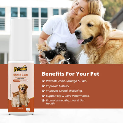 Vetonnix Skin & Coat Oral Nutritional Spray for Dogs & Cats - 20ml